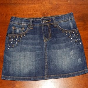 Place Sz 8 Dark Blue Distressed Jean Skirt Skort